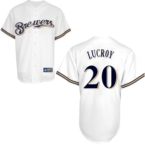 Jonathan Lucroy #20 Youth Baseball Jersey-Milwaukee Brewers Authentic Home White Cool Base MLB Jersey